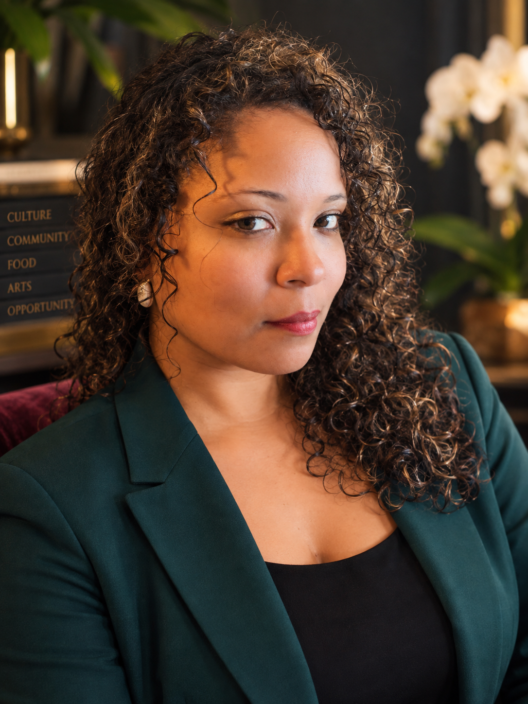 Portrait of Alyssa Meyers in a green blazer